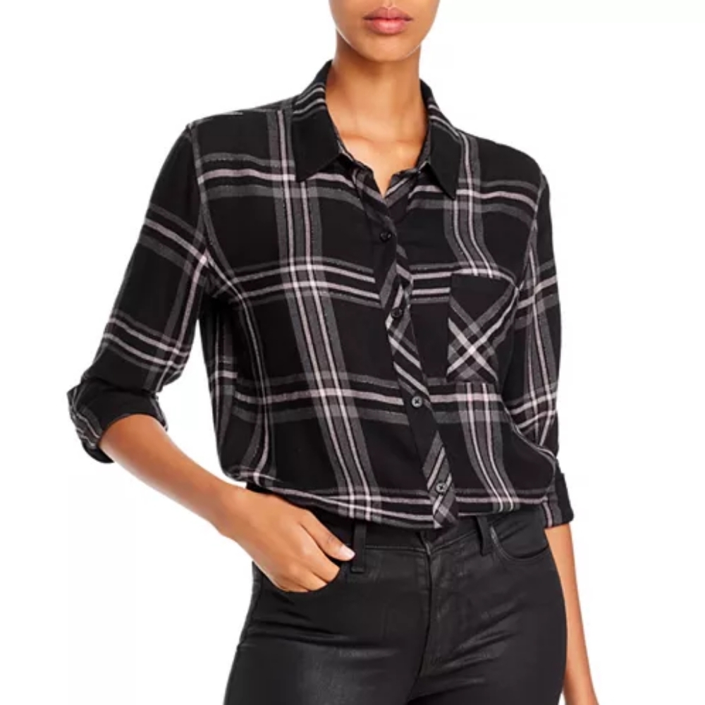Rails hunter plaid black shirt, button down